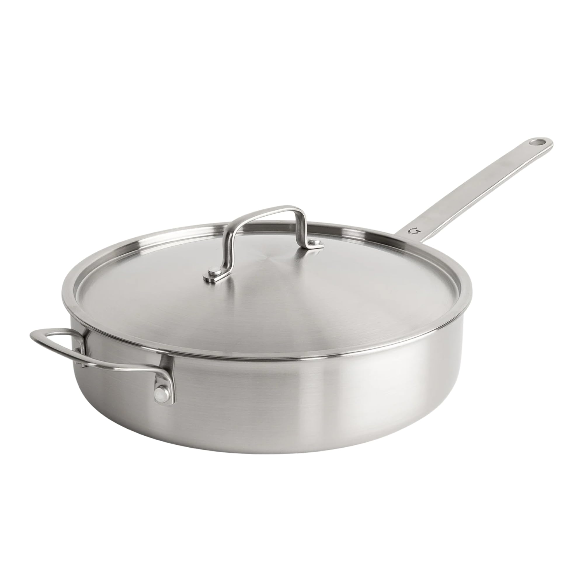 Gastrotools Sartén de acero inoxidable de 28 cm con tapa, sartén de acero inoxidable de 5 capas, sartén universal con asa CoolGrip, libre de PFAS, apta para todo tipo de cocinas