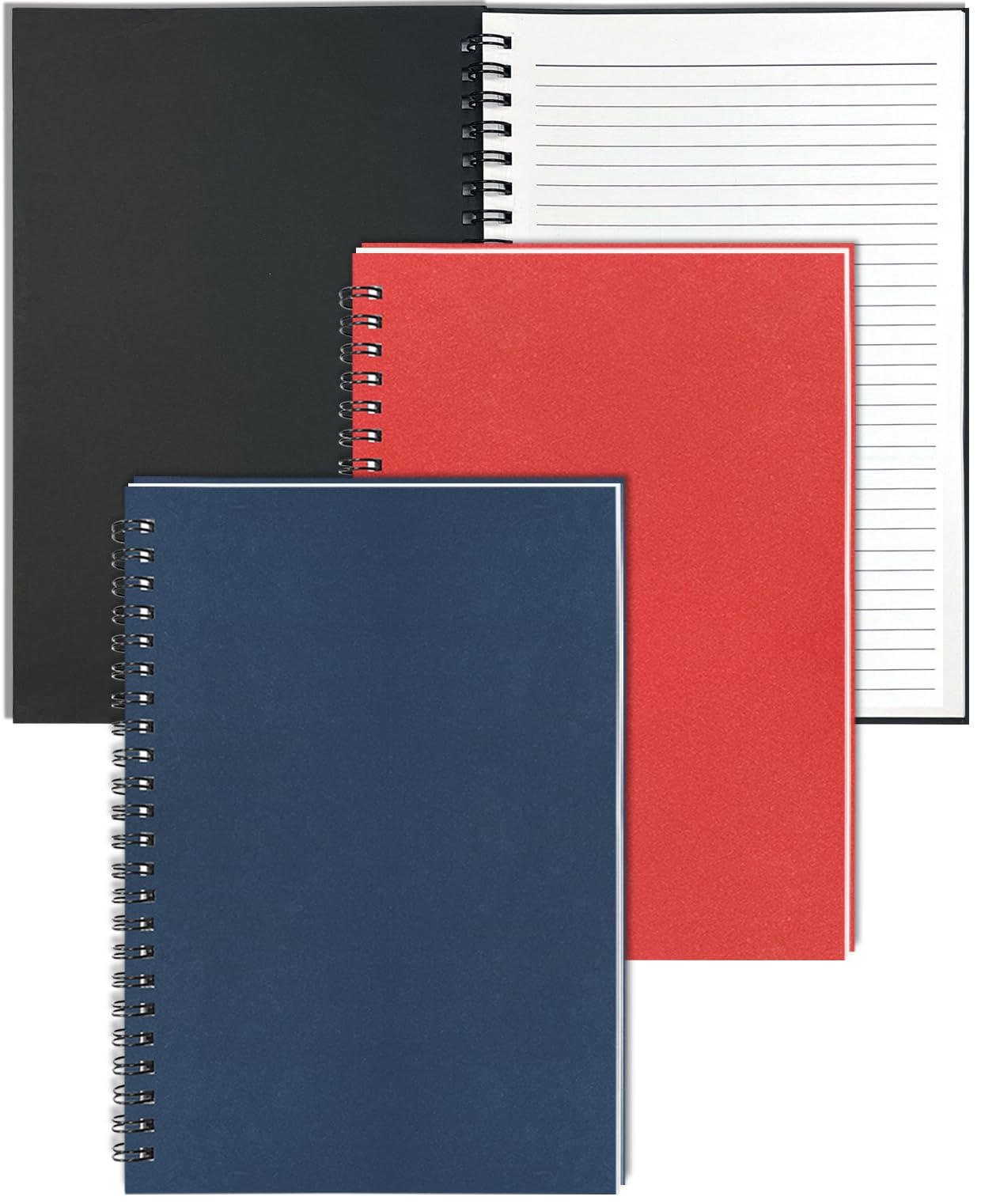 GINMLYDA 3Pack Small Spiral Notebook A5, 8.25x5.5” 120 Lined Pages Wide Ruled Spiral Journal Bulk Blank Kraft Cover Spiral Bound Notebook & Writing