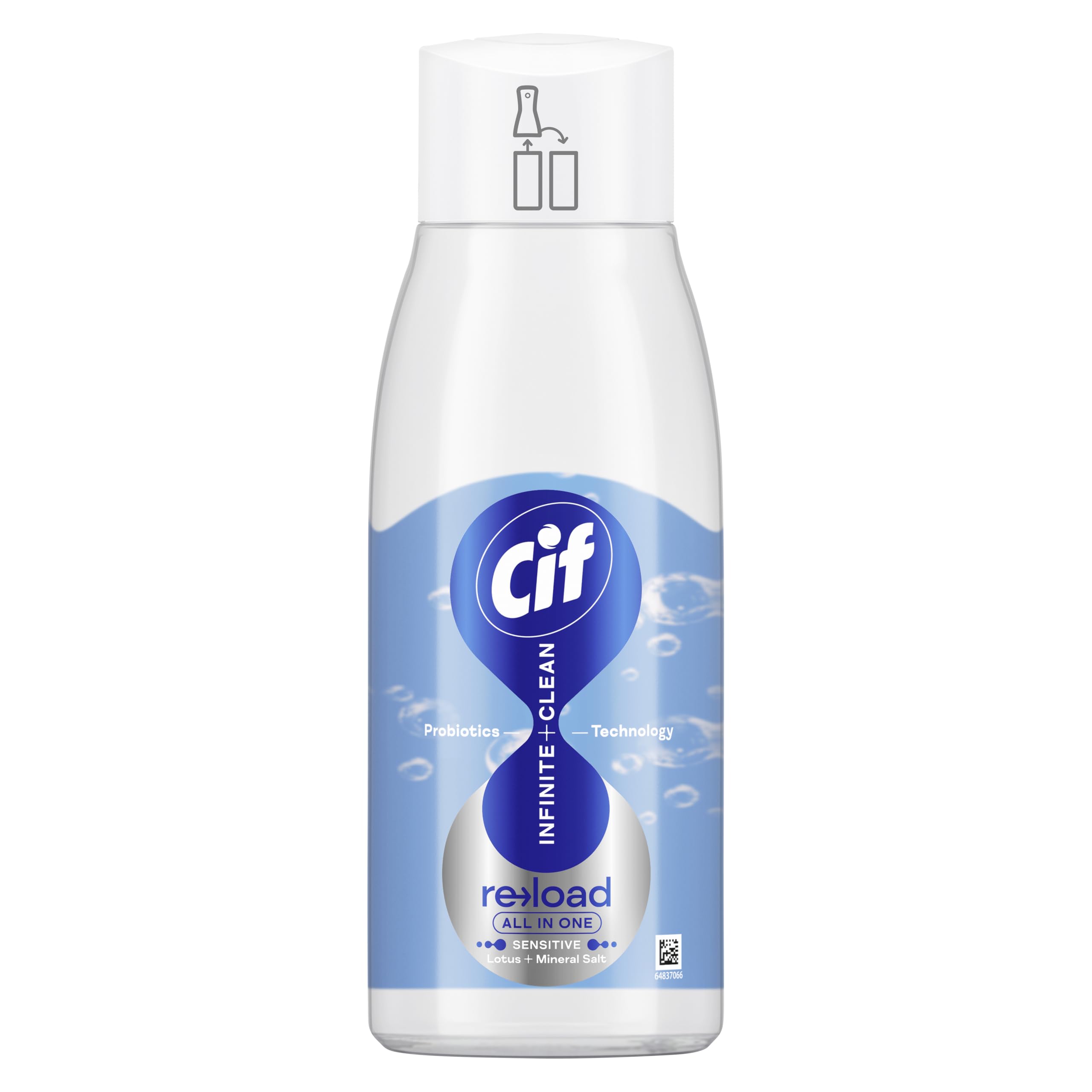Cif Infinite Clean Sensitive Lotus & Mineral Salt All in One Cleaner Reload with probiotics technology for a long-lasting clean* 590 ml