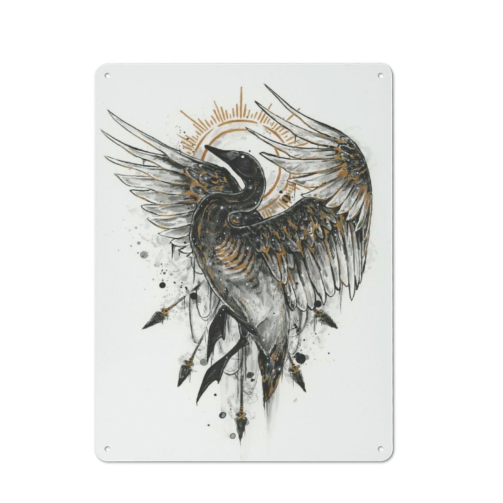 Junmoney Swan Of Tuonela Shop Front Style Cafe Metal Sign 40X30cm Featuring Restaurant Wall Art For Takeaway, Bar, Kitchen Or Counter Area