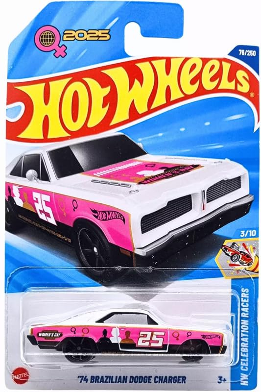 Image of Hot Wheels 74 Brazilian Dodge Charger HW Celebration Racers Ages 3 and Up 76 /250 (Pink)
