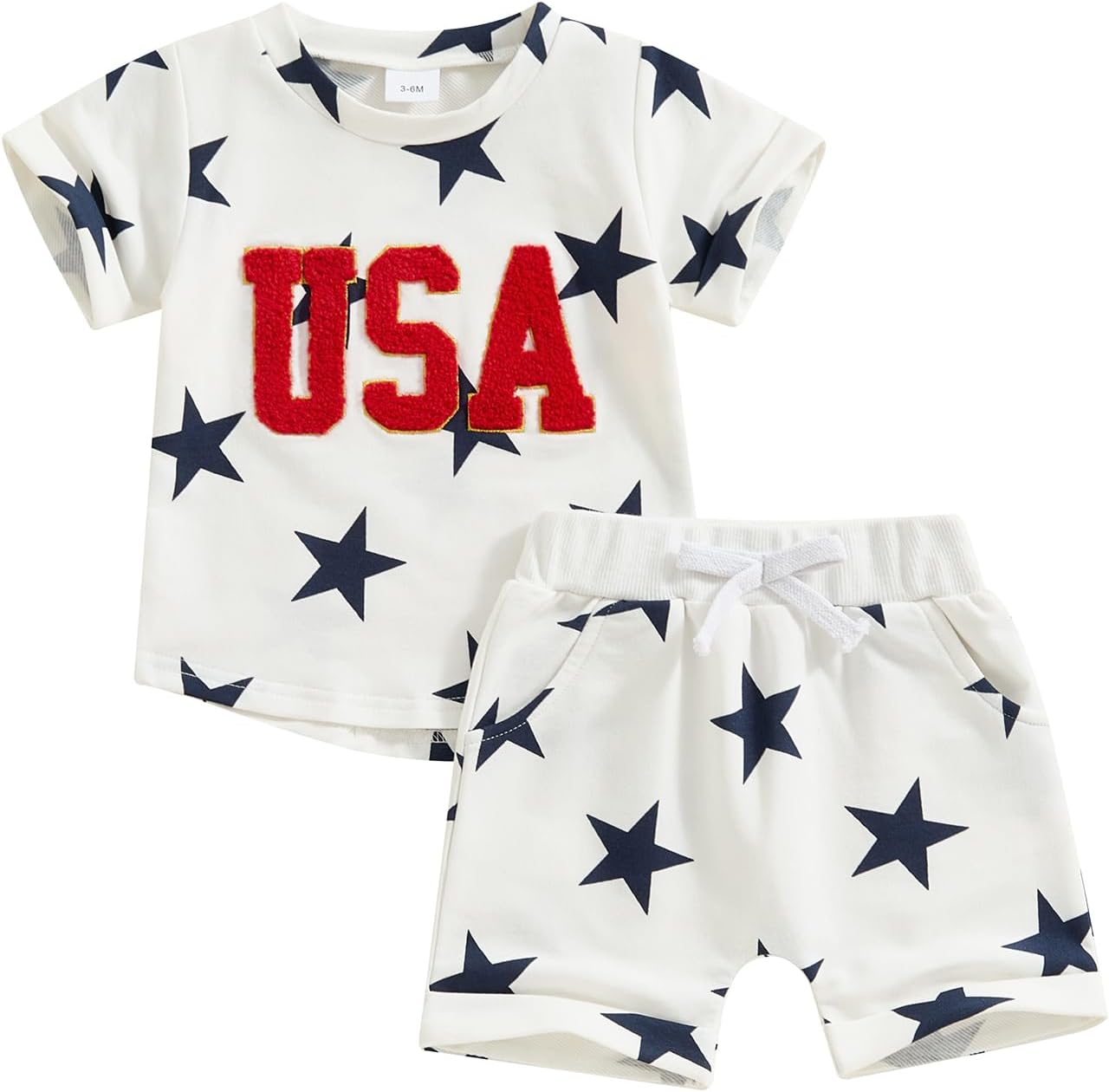 Toddler Baby Boy 4th of July Outfit Short Sleeve USA Shirt Casual Shorts Set 2Pcs Fourth of July Summer Clothes