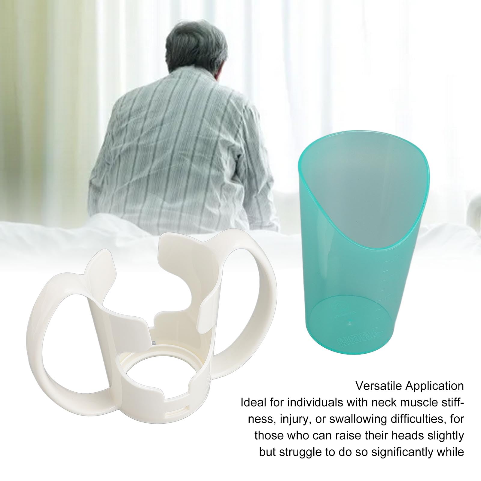 Fockety Gobelet Pour Adulte Avec 2 Poignées, Support Et Bouche Biseautée, Gobelet Léger Anti-déversement En Plastique Transparent Pour Personnes Âgées, Handicapés, Patients