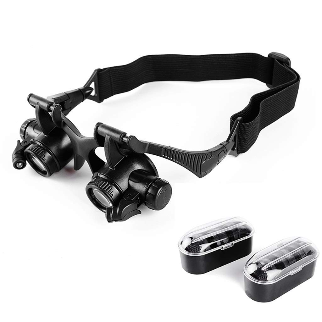 Lupa de Lectura, Lupa montada en la Cabeza, 10X, 15X, 20X, 25X, Gafas de Doble Ojo, Lupa con luz Led para reparación de Relojes, joyero Little Surprise