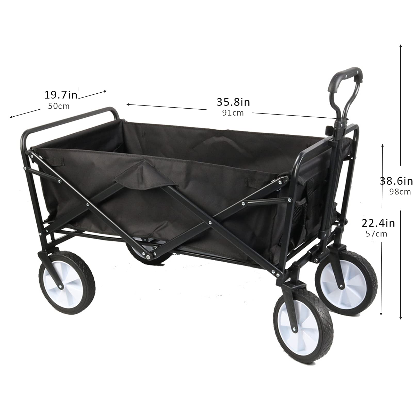 Chariot de Jardin de Plage Chariot Utilitaire Pliable Robuste avec poignée télescopique Brouettes d'extérieur compactes pour Le Camping, Le Jardin et la Plage, Noir (Magenta)