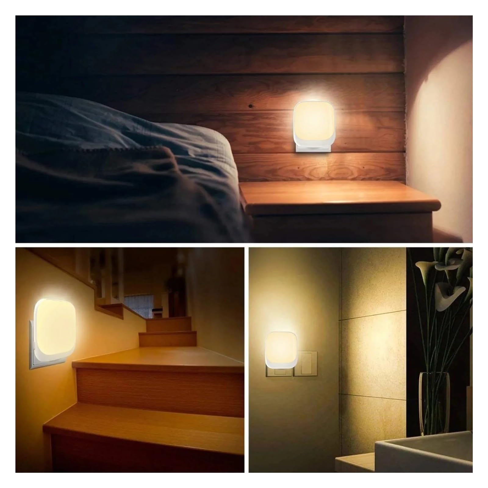 Lampka nocna LED 3 Regulacja jasności za pomocą czujnika ruchu od zmierzchu do świtu Możliwość przyciemniania wtyczki Lampka nocna do sypialni, łazienki, kuchni(2pcs EU Plug)