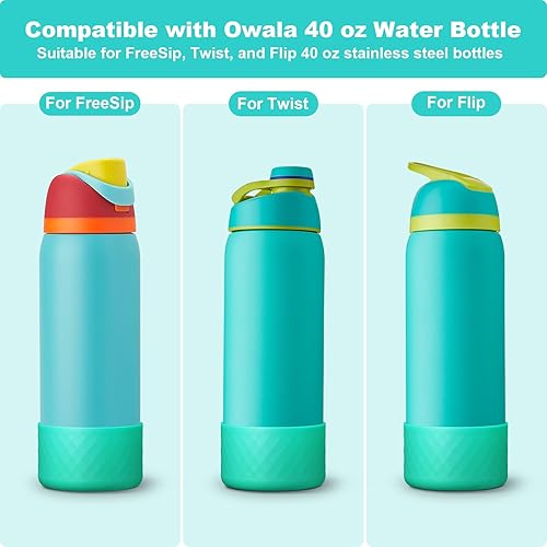 Vista 360 de 2PCS Silicone Water Bottle Boot for Owala 24oz 32oz 40oz, Anti-Slip Protective Sleeve Bottom Bumper Protector for FreeSip, Twist, and Flip Stainless