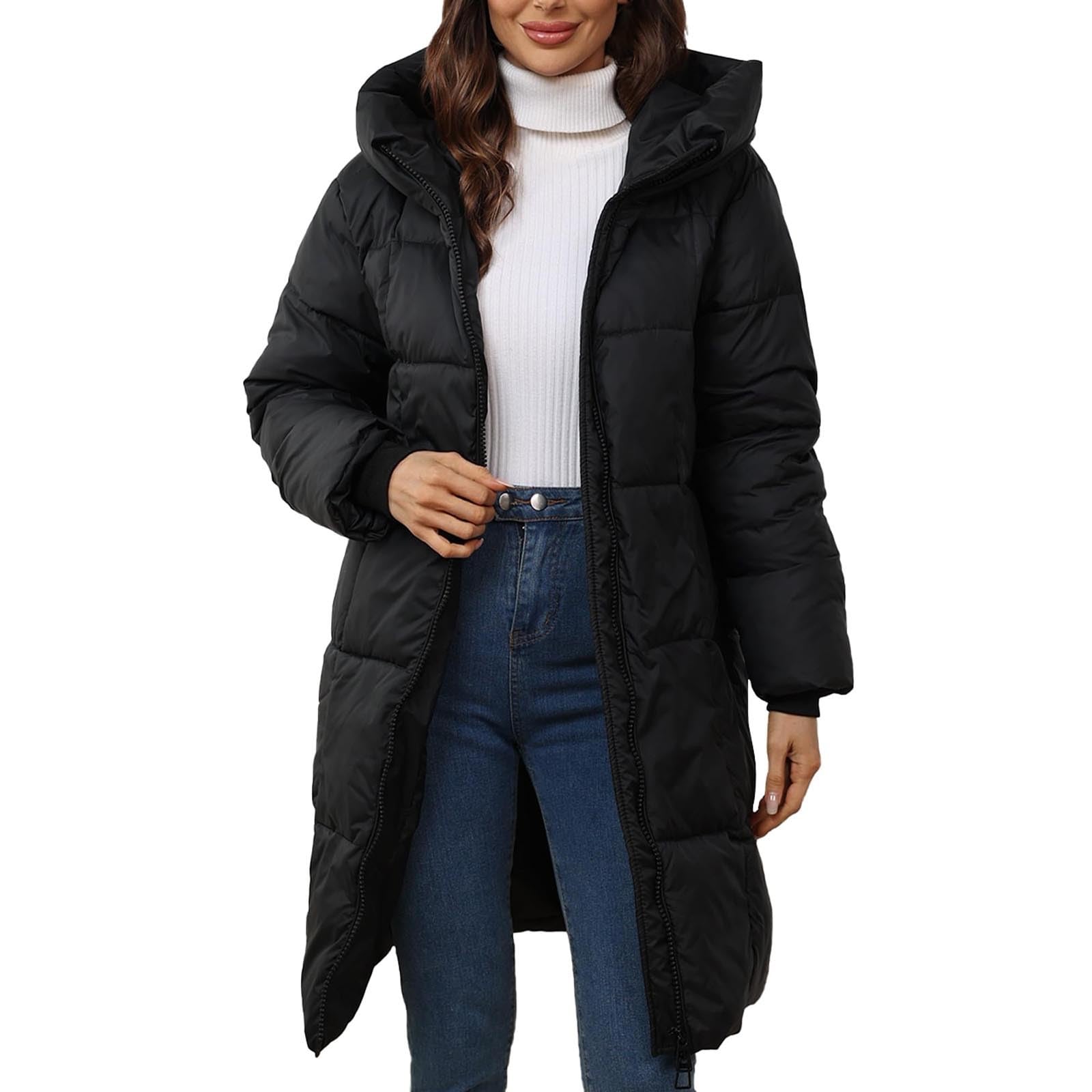 Generisch Winterjacke Damen Warm Lang Steppmantel Winter Mantel Steppjacke Parka Verdickene Funktionsjacke Mit Kapuze Outdoorjacke Wintermantel Übergangsjacke Elegante Für Damen