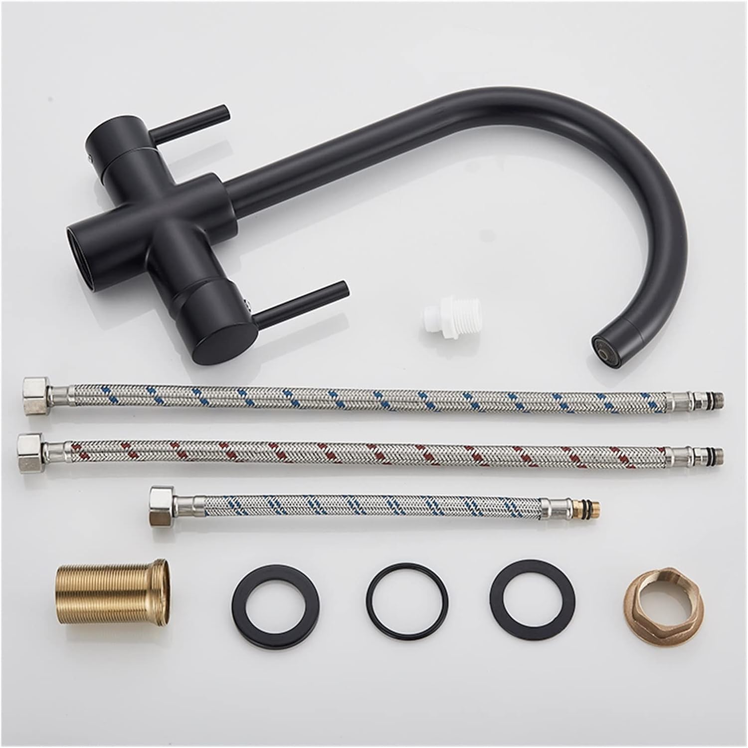 Matte Black Filtered Kitchen Faucet 360 Rotation Water Filter Tap Three Ways Sink Water Filtered Crane for Kitchen(Black Dots)