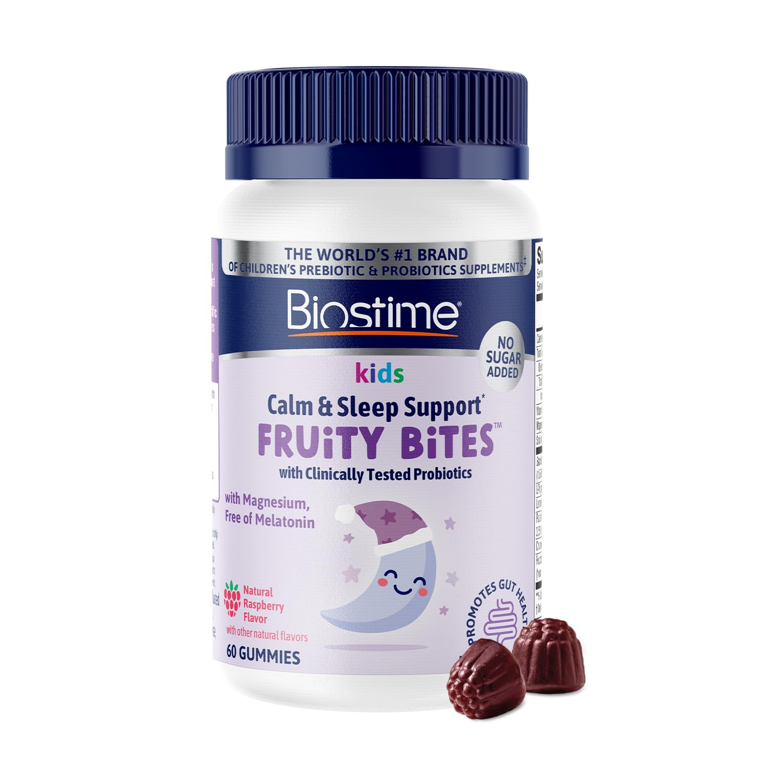 Biostime Kids Sleep Fruity Bites (Ages 4+) | Includes Probiotics| Calm magnesium gummies for kids | Melatonin Free calm gummies for Sleep aid | No added sugar | 60 Count