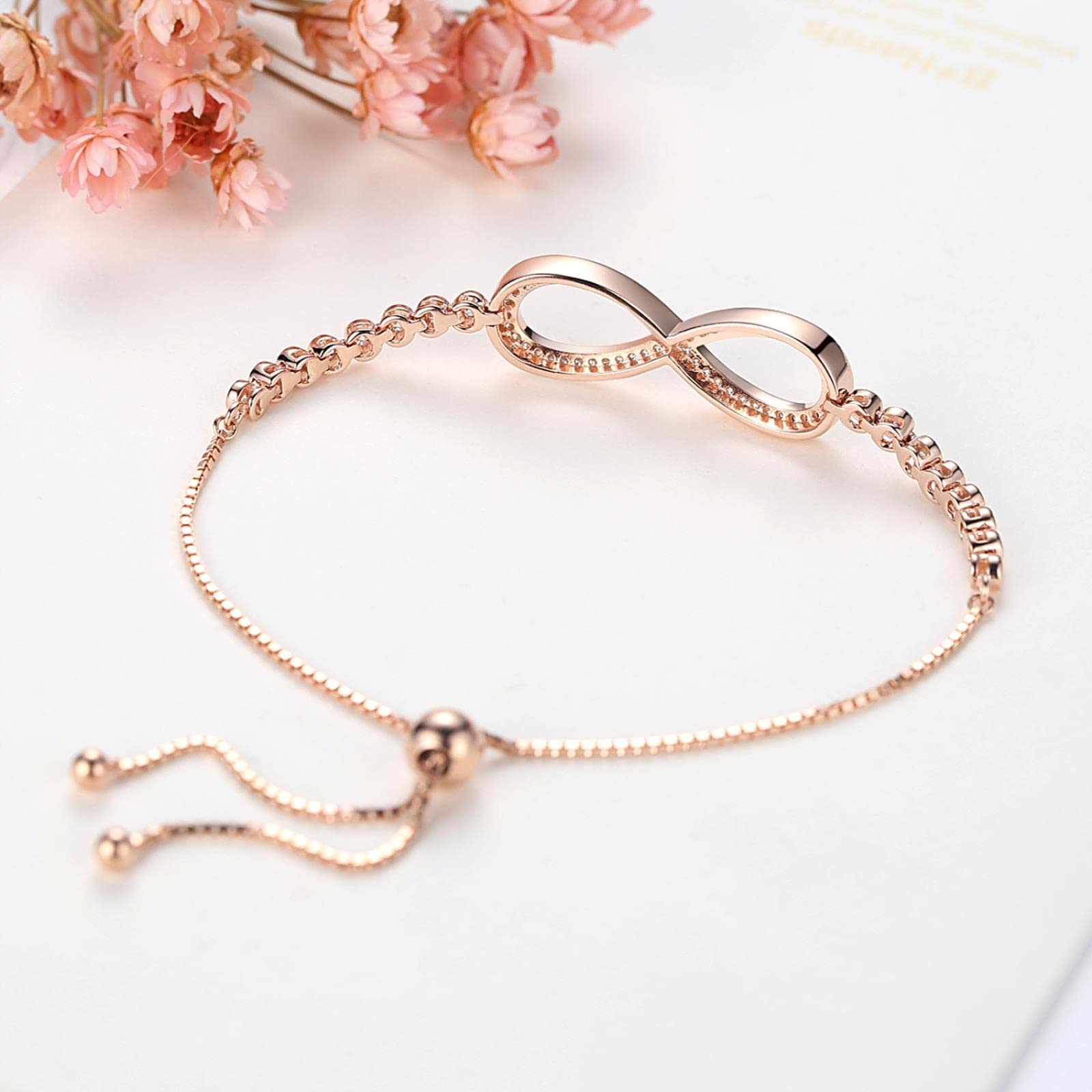 Bracciale in Argento Sterling 925 con Ciondoli Infinity Braccialetti da Tennis per Donna, Uomo, Gioielli da Sposa, Coppia, Braccialetto