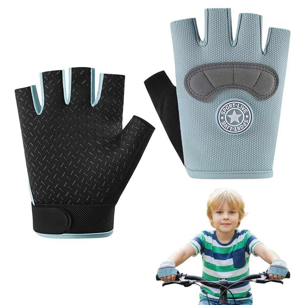 PROBEROS® Kids Riding Gloves for 3-8 Years, Anti-Slip Adjustable Palm Vibration Reduction Breathable Moisture-Wicking Design Sport Gloves, Fashion Cycling Gloves for Riding, All Outdoor Sport, Size-M-image-45
