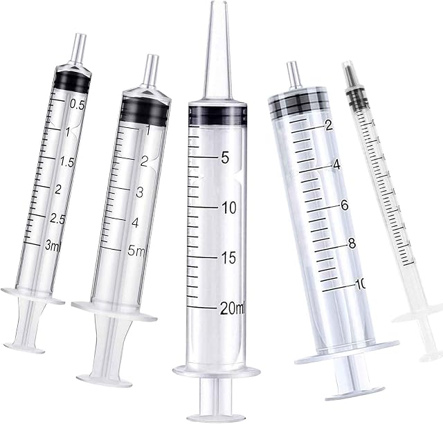 5PCS 1ml 3ml 5ml 10ml 20ml Plastic Syringes Measuring Syringe No Needle Syringe Reusable Syringes Sterile Colostrum For Scientific Lab Baby Medicine Dispensing Liquid Measuring Watering Pet Feeding