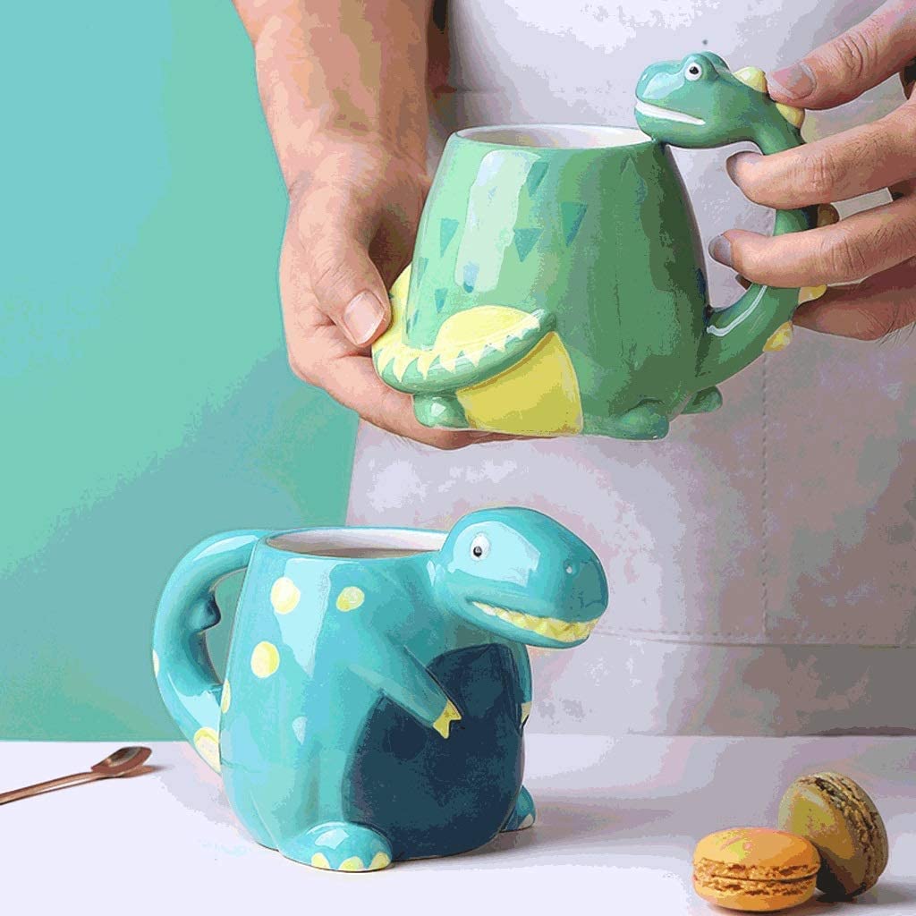 FiliżAnki Kubek PodróżNy Trójwymiarowy Kubek W Kształcie Dinozaura, Duży Kubek Kawy 480 ML, Kreatywny Ręcznie Robiony Kubek Do Napojów, Doskonałe Prezenty Kawa Kubek Kubek (Blue : E)