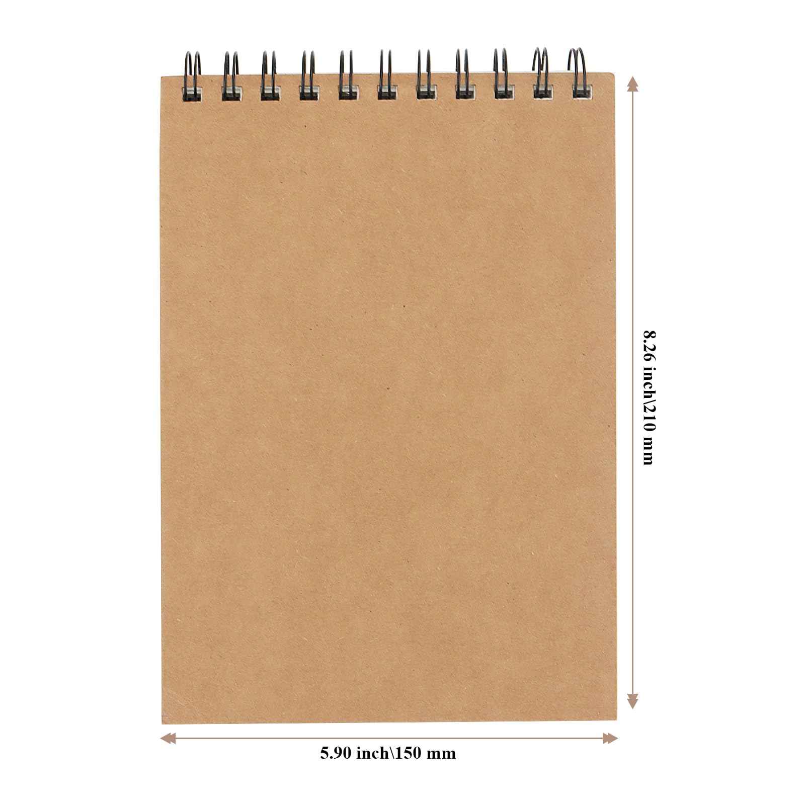 JIAYUET 6 Pack A5 Spiral Bound Hardback Sketchbook, 50 Sheets/100 Pages Kraft Landscape Sketchbook, 120gsm Spiral Bound Drawing Pads for Painting, Travelers - Image 2
