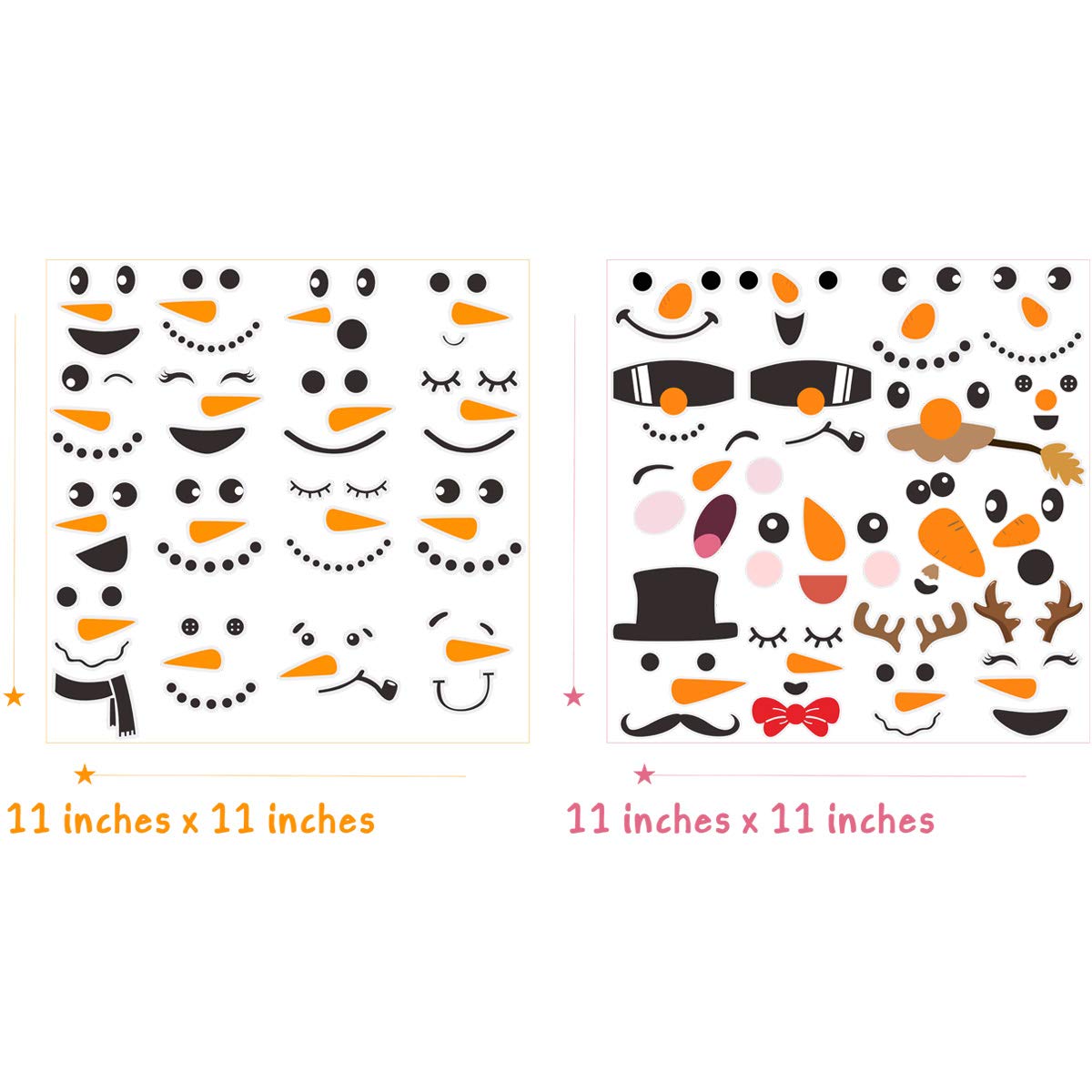 Mozamy Creative Snowman Wall Decals - Snowman Faces, Refrigerator & Pantry Decals - Winter Decor & Christmas Decorations