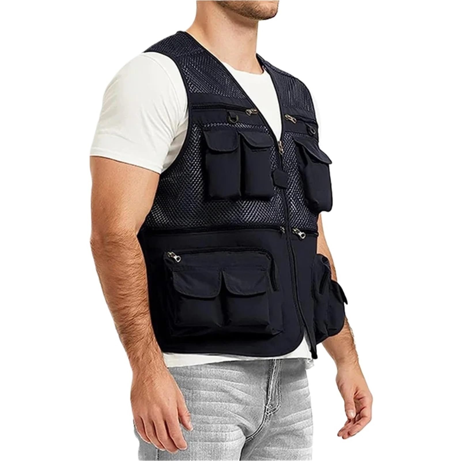 Chaleco multibolsillos for hombre, for verano, camping, trabajo al aire libre, caza, pesca, senderismo, escalada para Pesca