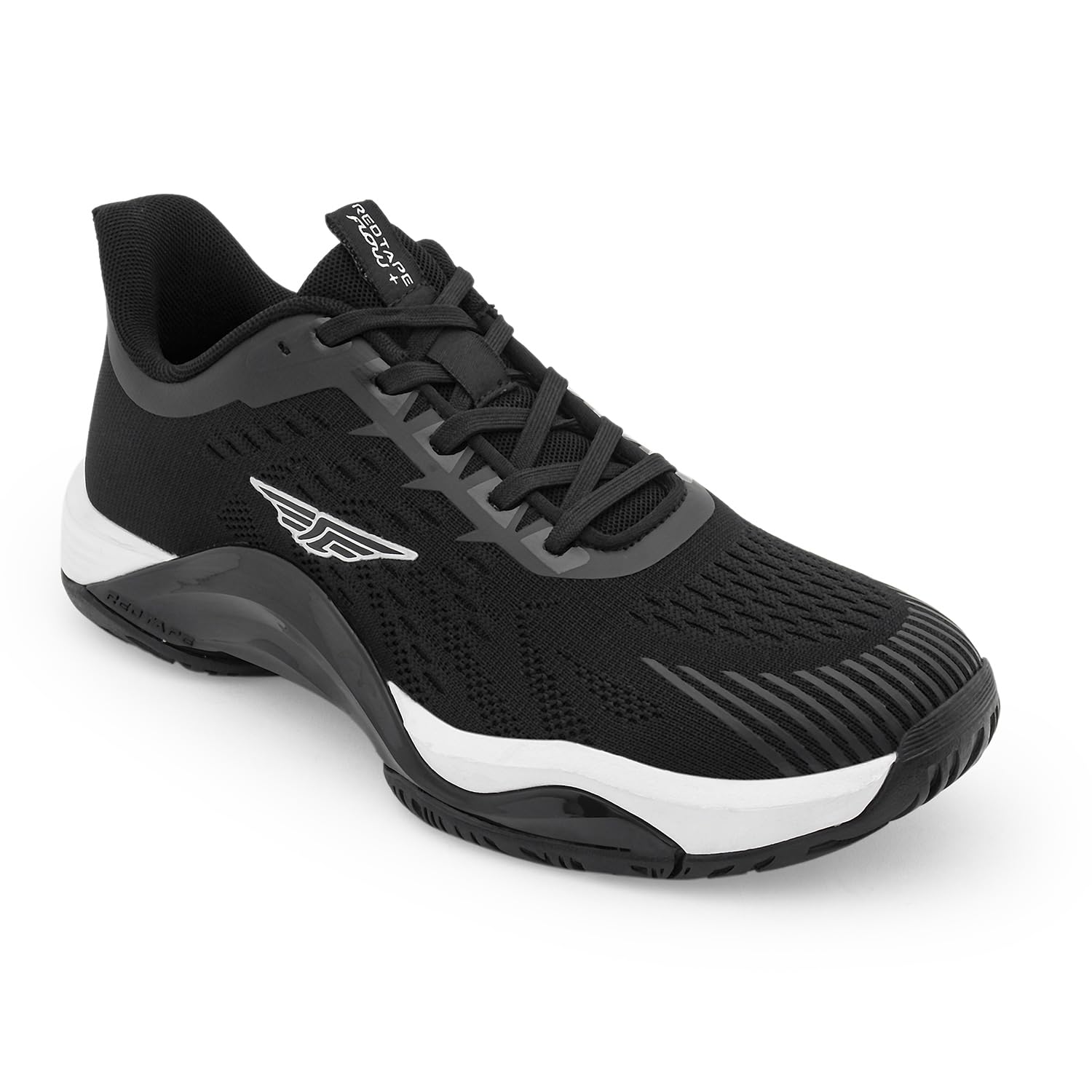 Red Tape Men's Football Shoes Black Mesh Round Toe Lace-Up Flexible Support-picture-32