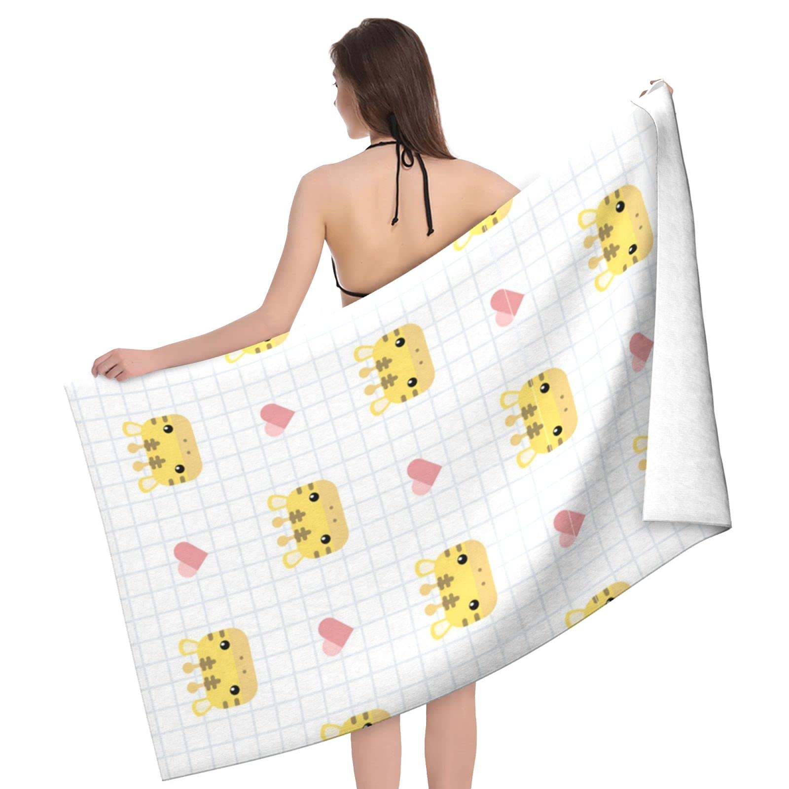 LSRCPD Giraffe Beach Towel Highly Absorbent Microfiber Beach Blanket Soft Bath Towels 80 x 130 cm