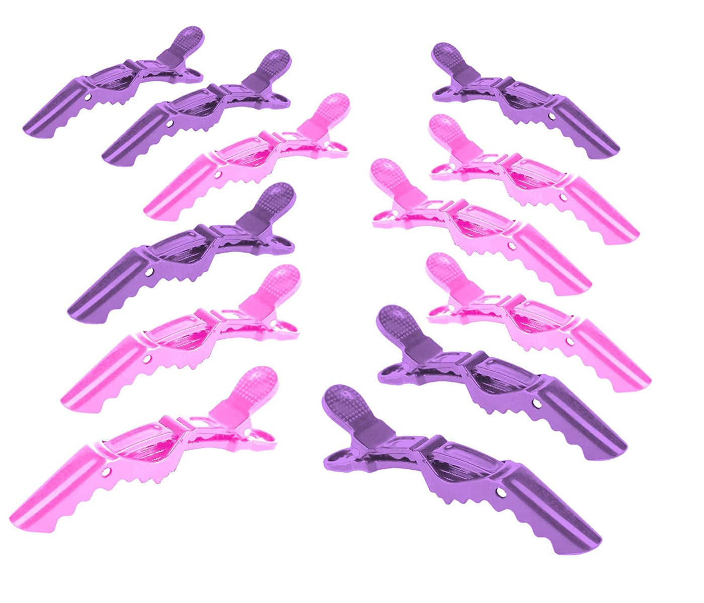 12 Pinzas para el Cabello,Broches Pinzas Cocodrilo Profesionales de Plástico para el Pelo Duradera con Agarre Antideslizante y Dientes Grandes Anchos,Alligator Clips Pinzas Pelo Fuerte Antideslizante