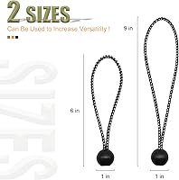 Vista 3 de Paquete de 30 cuerdas elásticas de bolas, 6 pulgadas, resistentes para toldos, lonas, cuerdas elásticas para camping, tiendas de campaña, carga