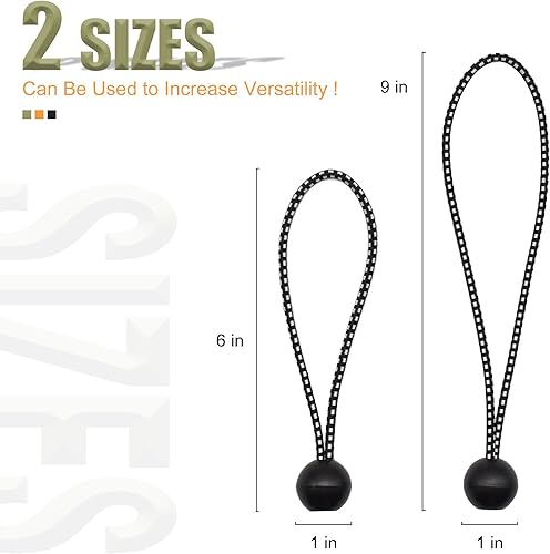 Miniatura 3 de Paquete de 30 cuerdas elásticas de bolas, 6 pulgadas, resistentes para toldos, lonas, cuerdas elásticas para camping, tiendas de campaña, carga,