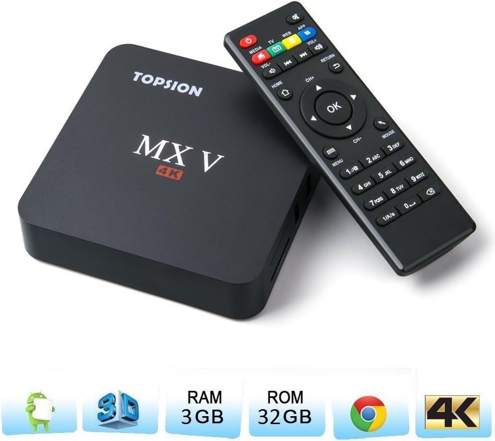 MXV Android TV BOX + Wireless Keyboard, Android 6.0 3GB 32GB Bluetooth 4.0 4K 3D