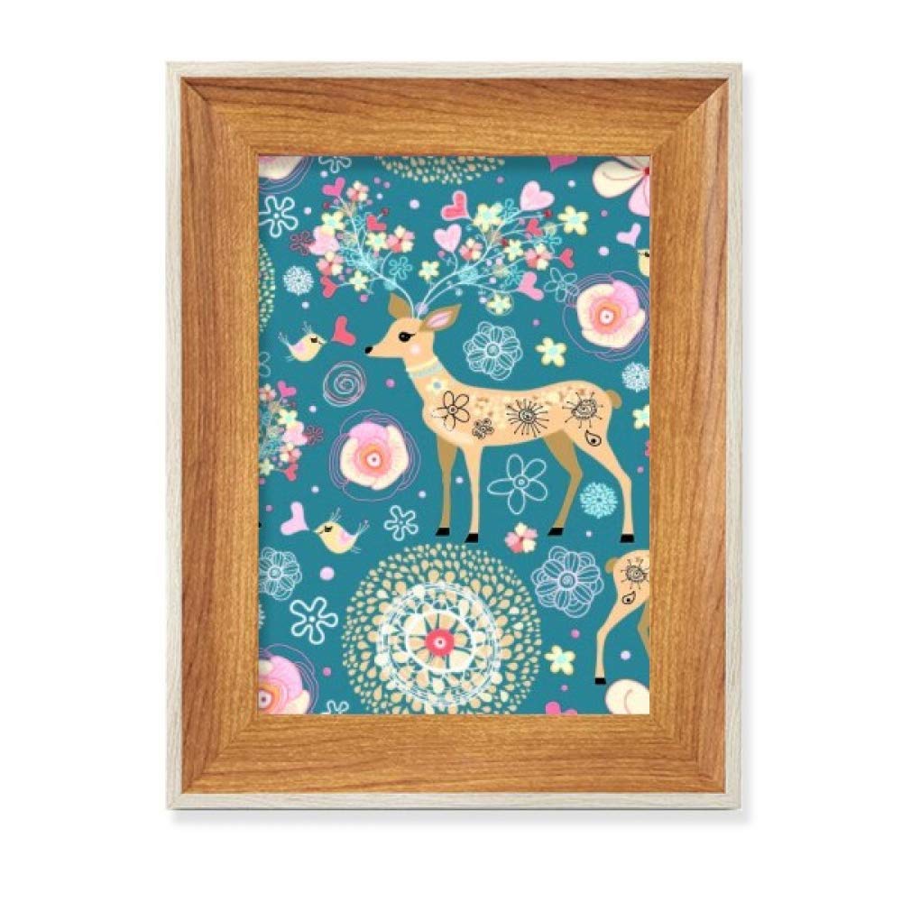Cadre de photo en bois de bureau affichage tableau art peinture fleurs oiseau d'amour