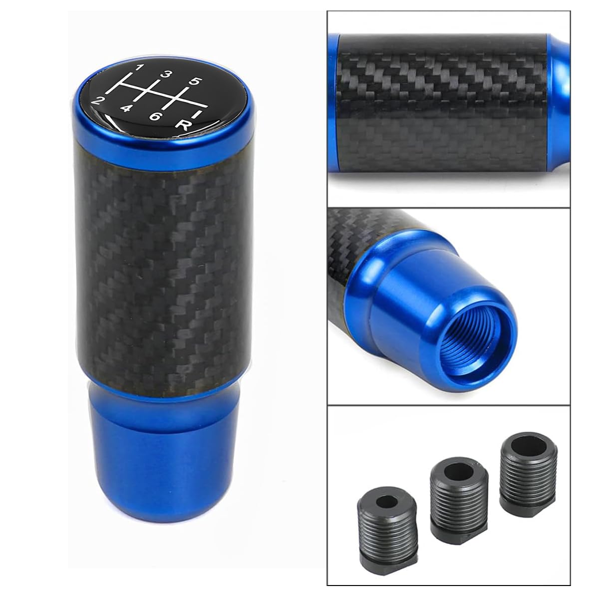OBEST Universele handmatige schakelpook, adapter voor versnellingspook, metaal, 5 versnellingen, met 3 adapters 8/10/12 mm, zwart