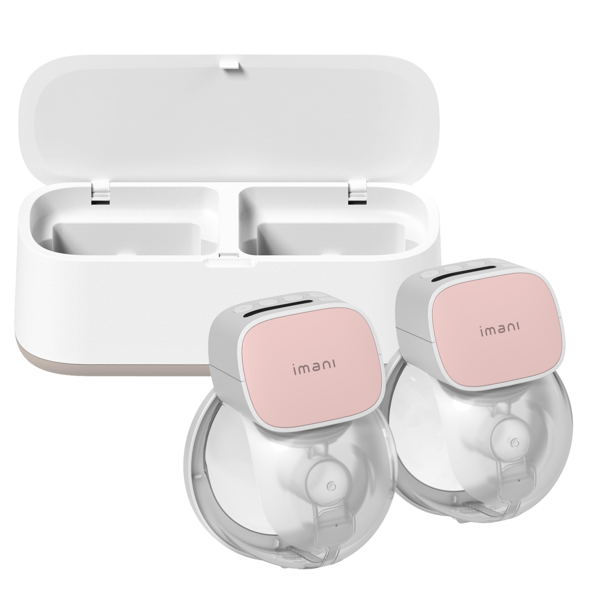 imani i2 Plus Pro Tiralatte doppio indossabile con doppia stazione di ricarica, mani libere, tazza in 2 parti, imbuto sagomato, capacità 200 ml, ricaricabile USB-C, batteria da 3,5 ore, senza BPA
