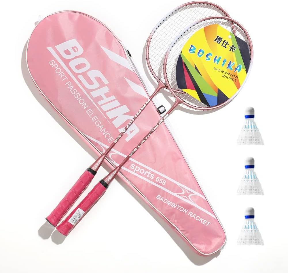 Pro Quality Badminton Racket Set - Training Kit for 2 Players with 3 Birds, a Racket Bag, and 2 Shuttlecocks