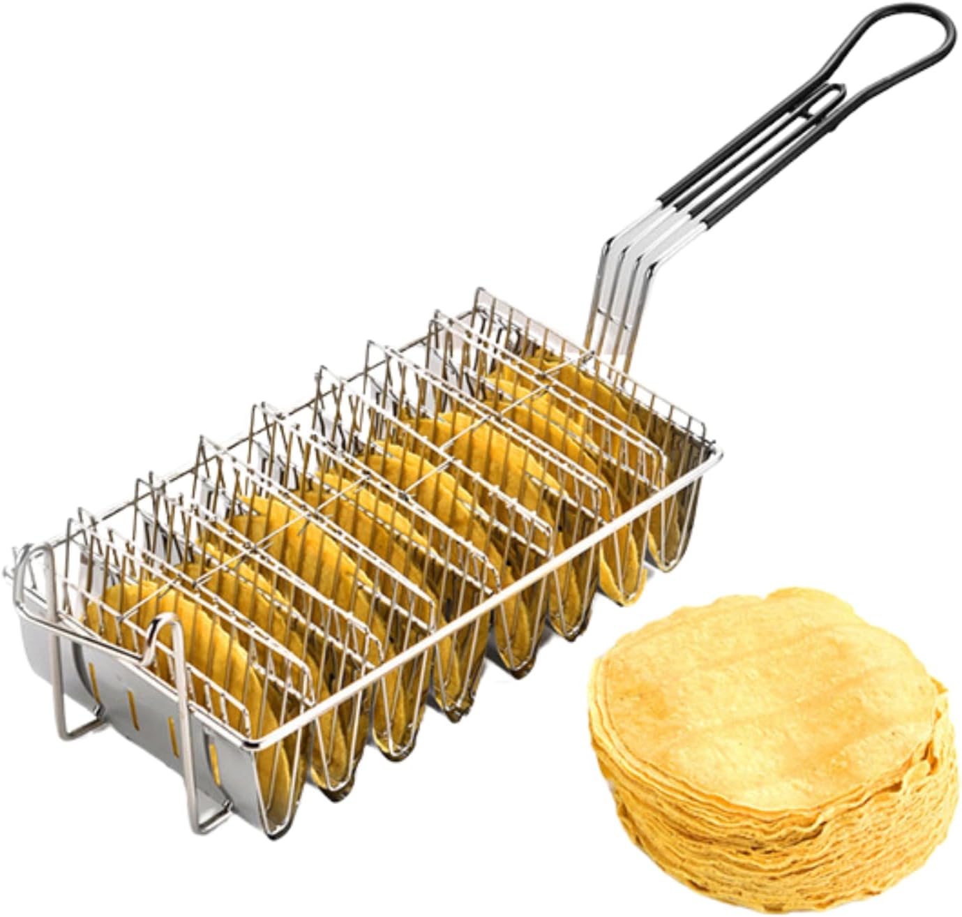Taco Fryer Basket, Deep Fryer Taco Holder Basket V-Shaped Taco Shell Mold Taco Shell Fryer for Burritos and Tortillas, Holds 8 Shells