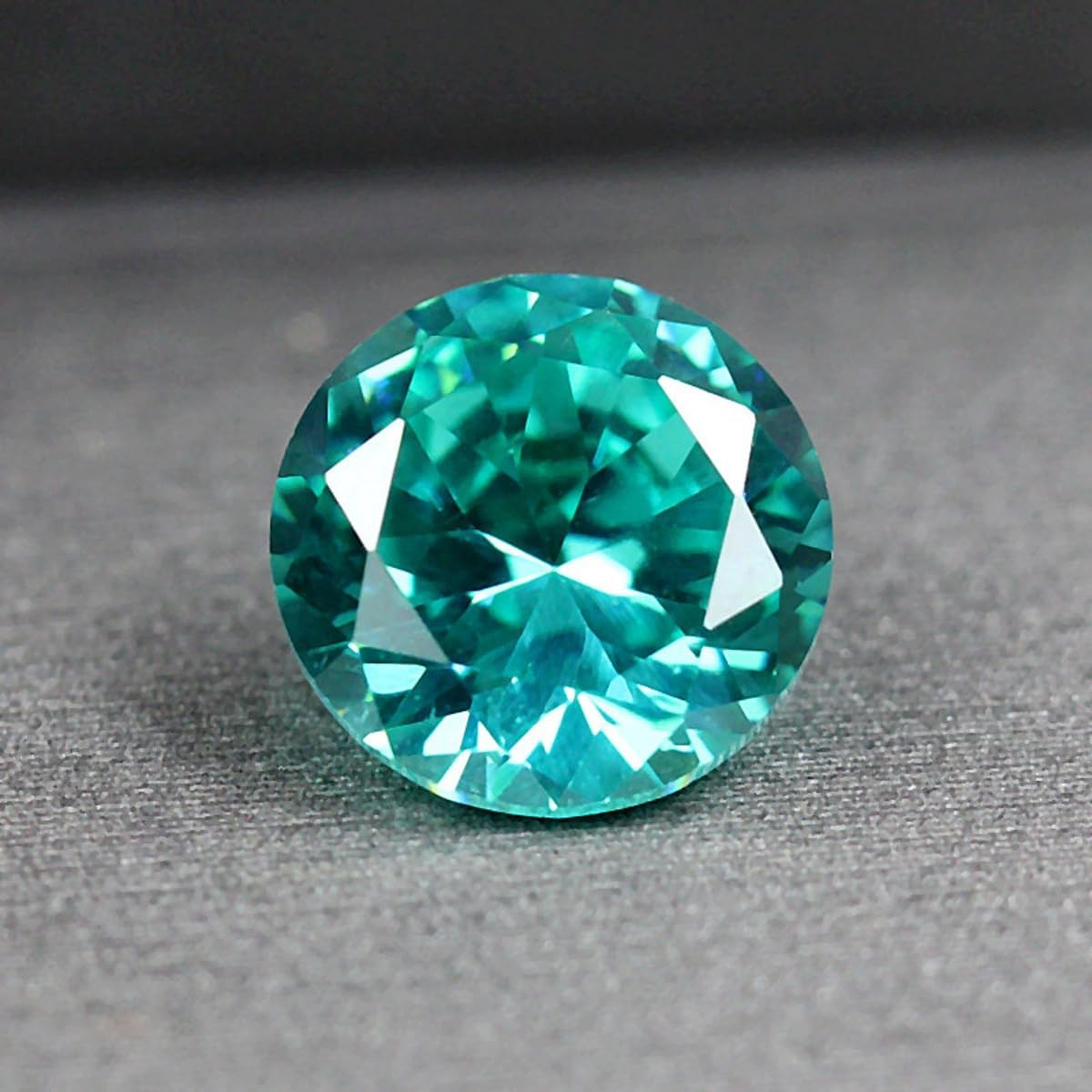 Synthetic Teal Blue Paraiba Tourmaline, Round Brilliant Faceted Loose Gem