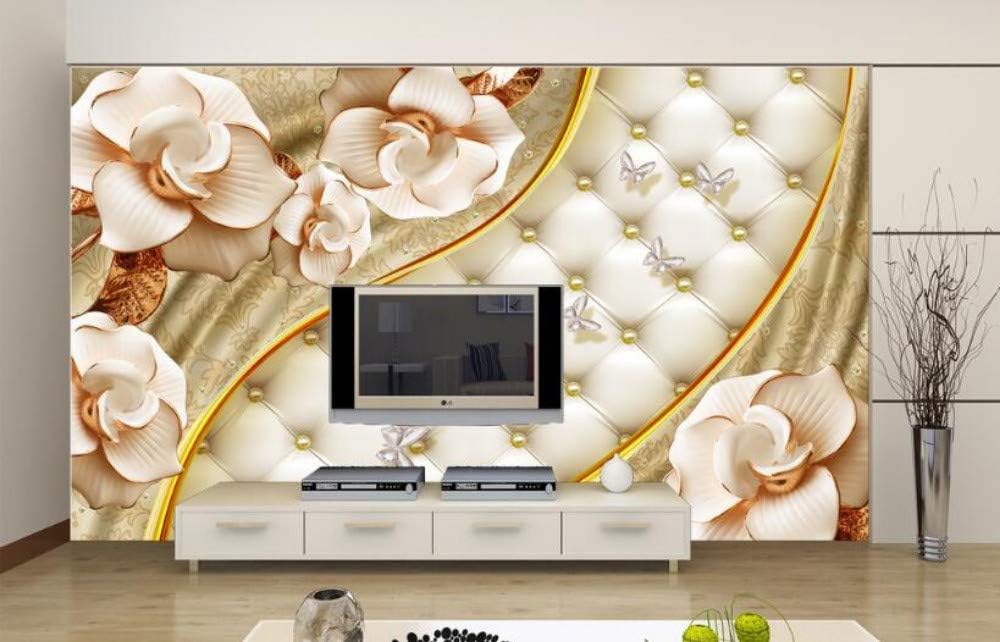 Wanghan 3d Wallpaper Custom Wallpaper Living Room Bedroom Murals 3d Luxury Golden Flower Soft Bag Jewelry Tv Wall Background 0cmx140cm Amazon Com