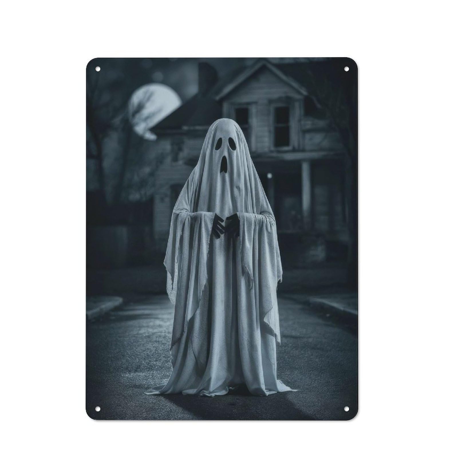 Junmoney Ghostly Figure In Night Retro Metal Plaque 40X30cm For Dining Room Or Kitchen, For Home Interiors, Feature Walls And Decorative Displays
