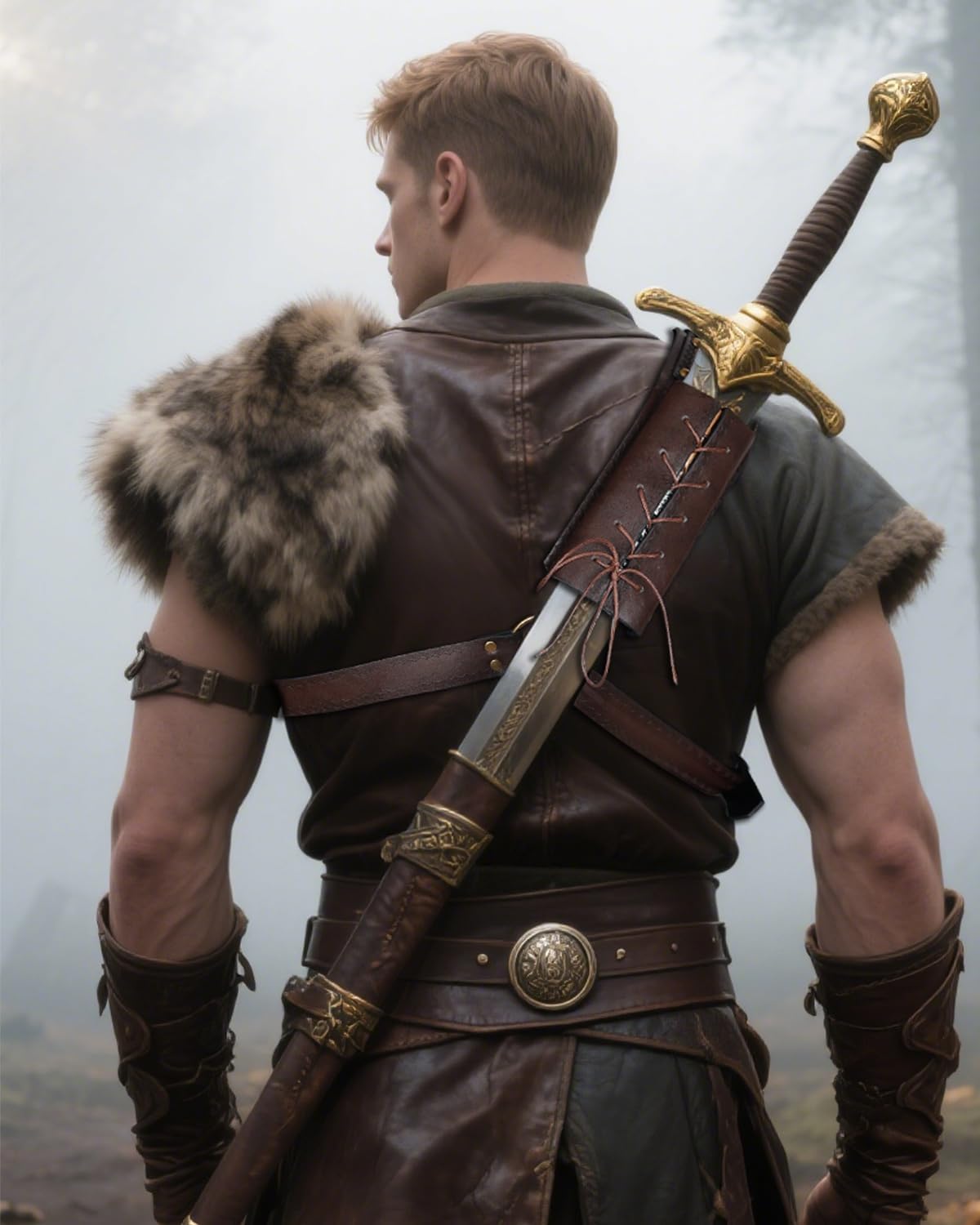 Joukavor Sword Back Holster Medieval Sword Sheath Back Strap Leather Back Scabbard Sword Holder - Image 6