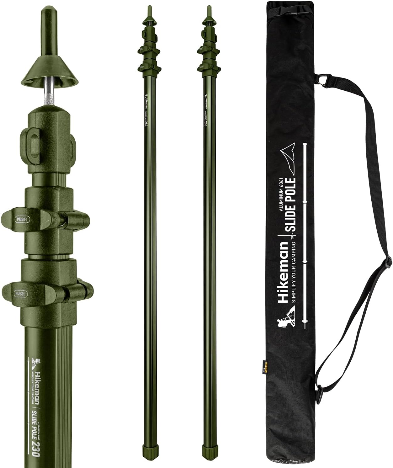 HIKEMAN Tarp Poles-Heavy Duty Aluminum Telescoping Tent Poles - Adjustable Set of 2 for Canopy, Awning and Hiking