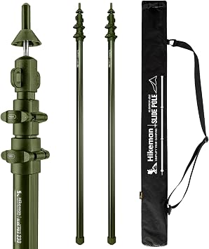 HIKEMAN Tarp Poles-Heavy Duty Aluminum Telescoping Tent Poles - Adjustable Set of 2 for Canopy, Awning and Hiking
