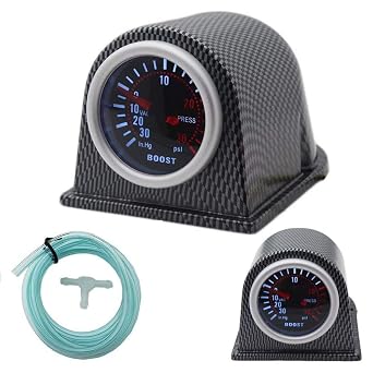 2 Inch 52mm LED Digital Turbo Boost Pressure Pointer Gauge Meter Smoked Dials 30Psi POB