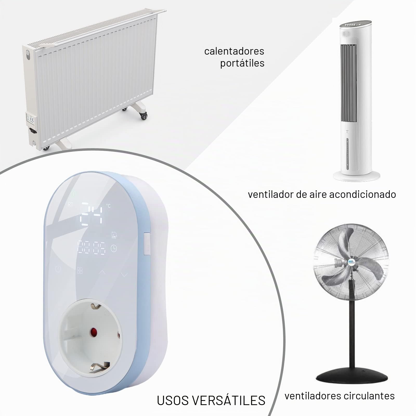 termostato calefaccion WiFi,Calefacción Refrigeración Termostato Digital calefaccion programable Enchufe termostato para casa Controlador de Temperatura (Azul)
