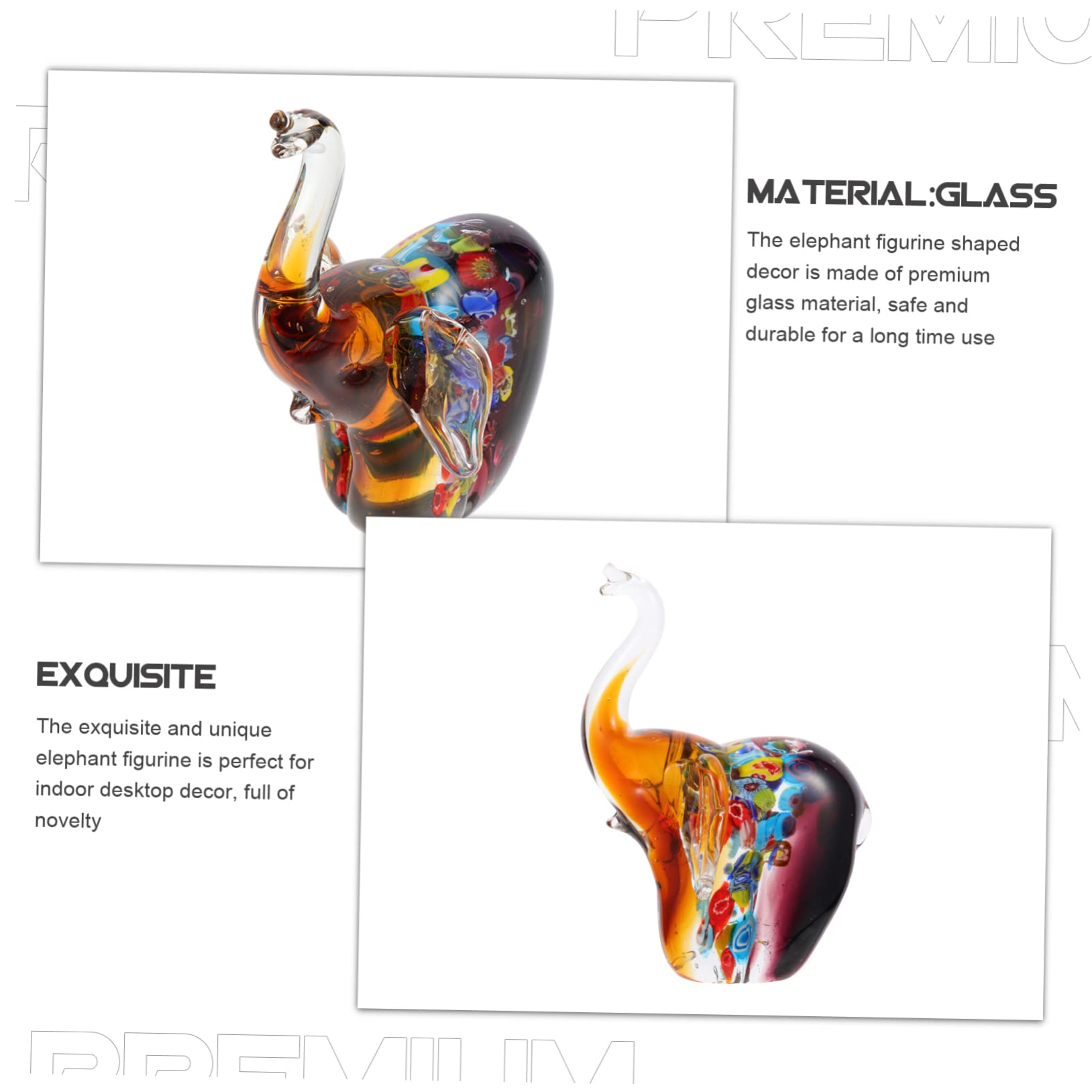 Adorno de Elefante de Mesa de Vidrio, Figura Decorativa