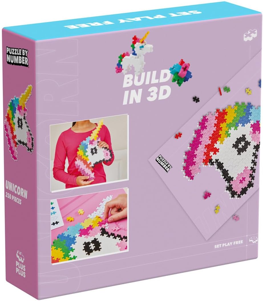 PLUS PLUS - Puzzle by Number Unicorn of 250 Pieces - Building Set - PP3929