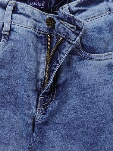 Image of KiddoPanti Girls Solid Waist Elasticated Straight Fit Jeans