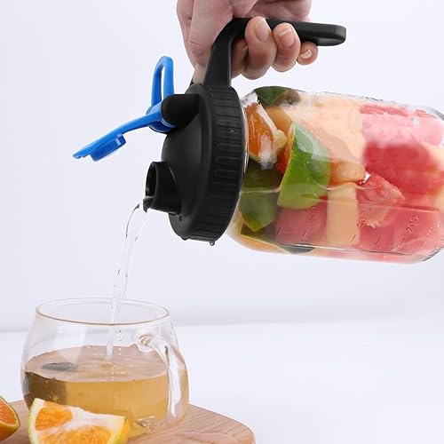 Miniatura 6 de Jarra de vidrio de boca ancha, jarra de tarro Mason de 32 onzas con tapa hermética, jarra de 1 cuarto de galón para té helado, infusión fría, té