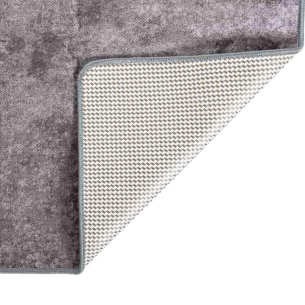 Teppich Waschbar 80x150 cm Grau Weicher Samtteppich Wohnzimmer