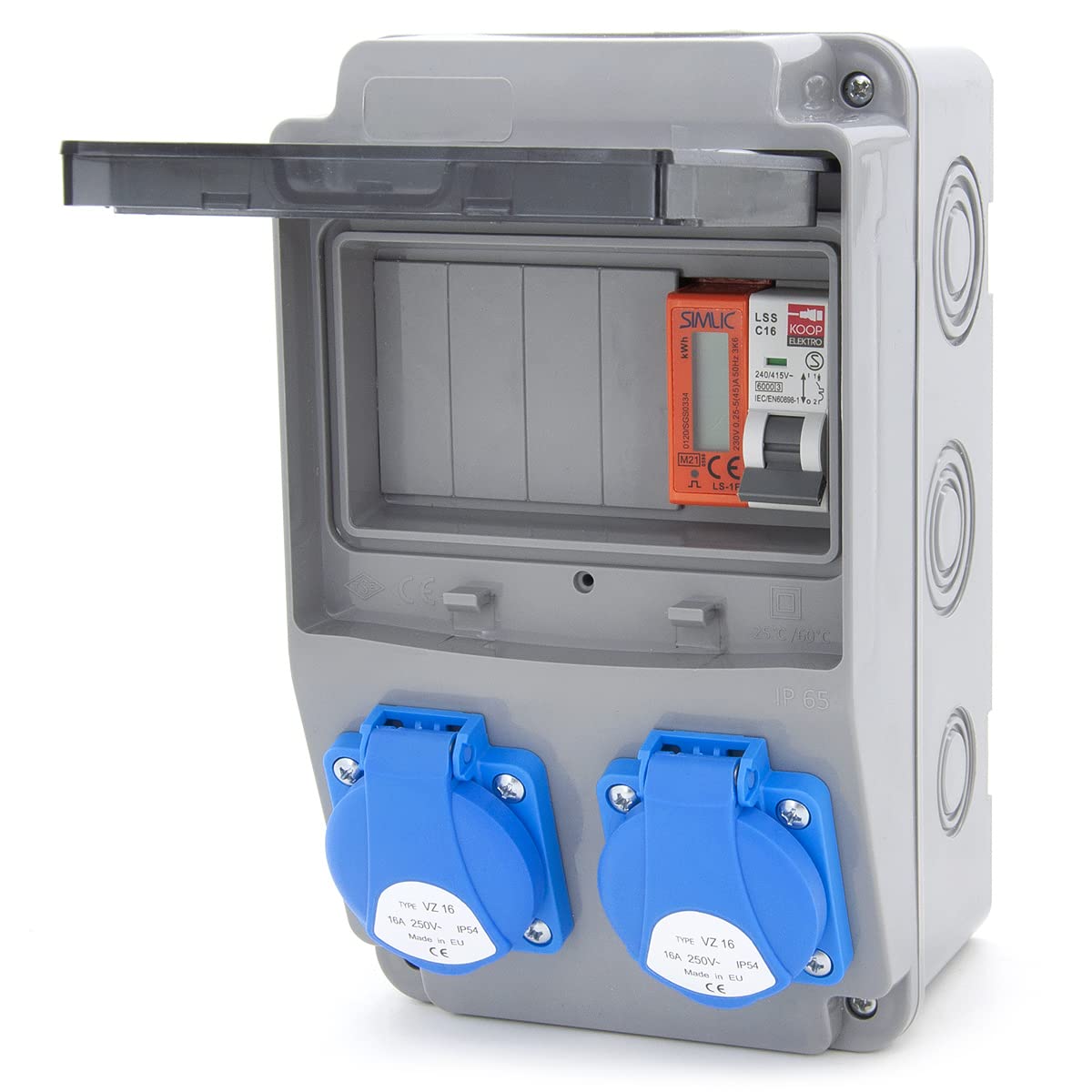 Rozdzielacz prądu roboczego 6NO 2 x 230 V + LS i przewodowy FI (2 x 230 V + 1 x LS C16 + miernik mocy MID)