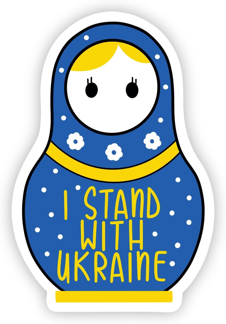 I Stand with Ukraine Sticker, Support Ukraine, Nesting Doll Sticker, Sunflower, Solidarity with Ukraine, Ukraine Seller, Ukraine Flag (10, 3 Inch)