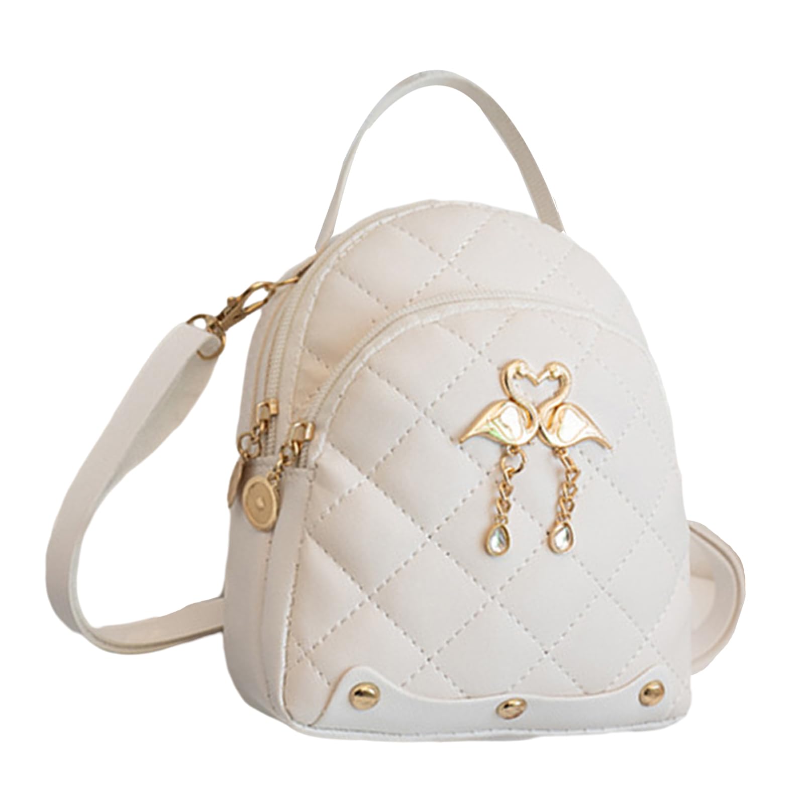 MICFENY Elegant Embroidered PU Backpack for Women Girls Rucksack Small Shoulder Bag Travel Daypack