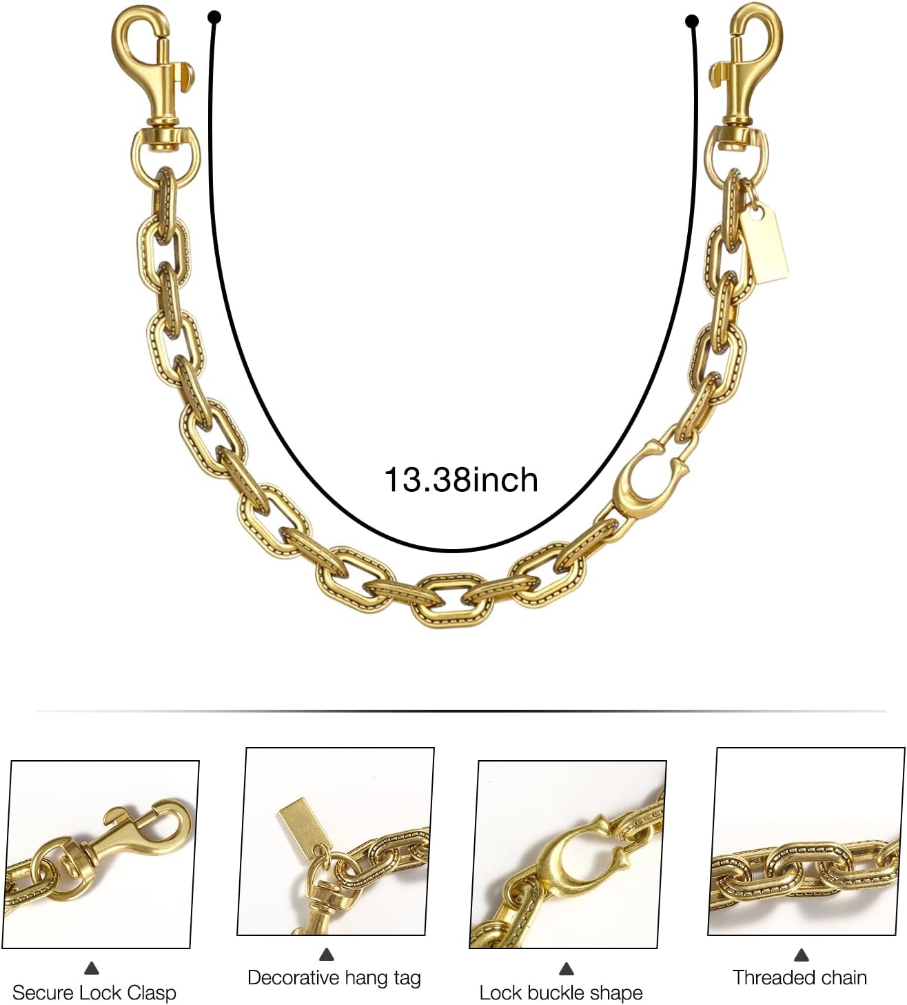 Gold Bag Charms Purse Charm Extender Chain - Gold Vintage Bag Accessories - Cute Handle Replacement Charms Accessories - Handbags Tote Bags Accessories Gifts for Women - Image 3