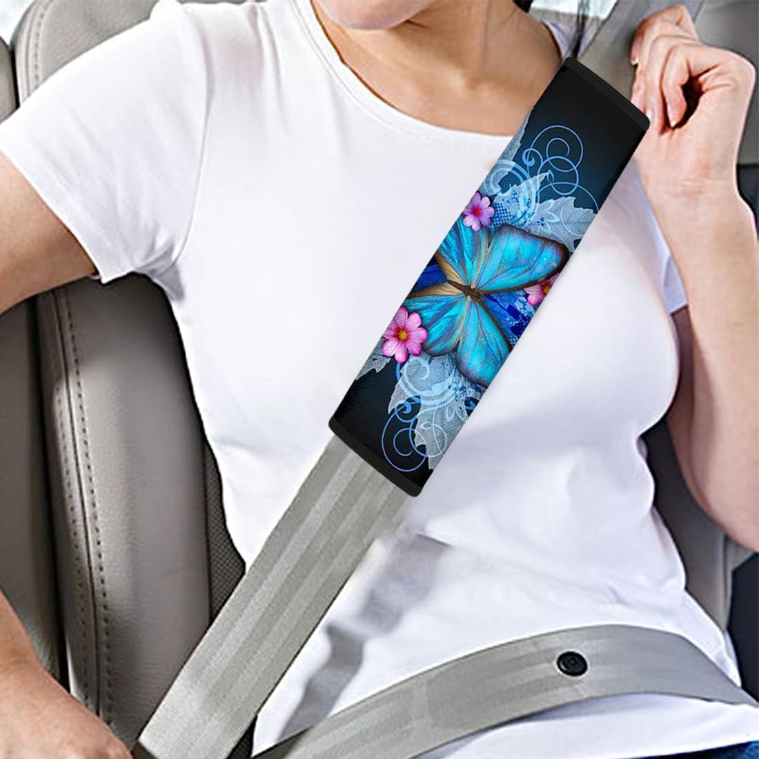 Dolyues Housse De Ceinture De Sécurité éléphant Violette Décorative